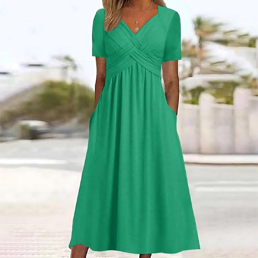Ava Midi Dress | V-Neck, A-Line Silhouette 0
