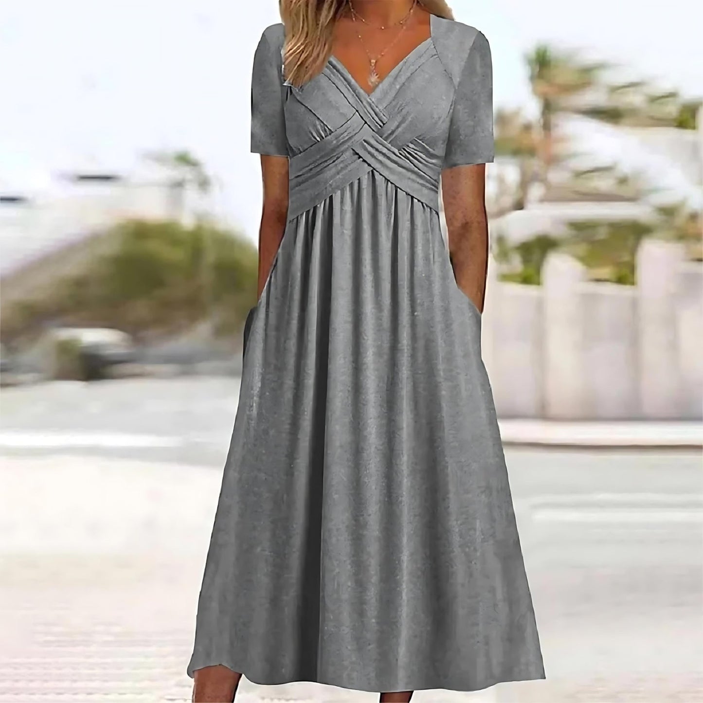 Ava Midi Dress | V-Neck, A-Line Silhouette 2
