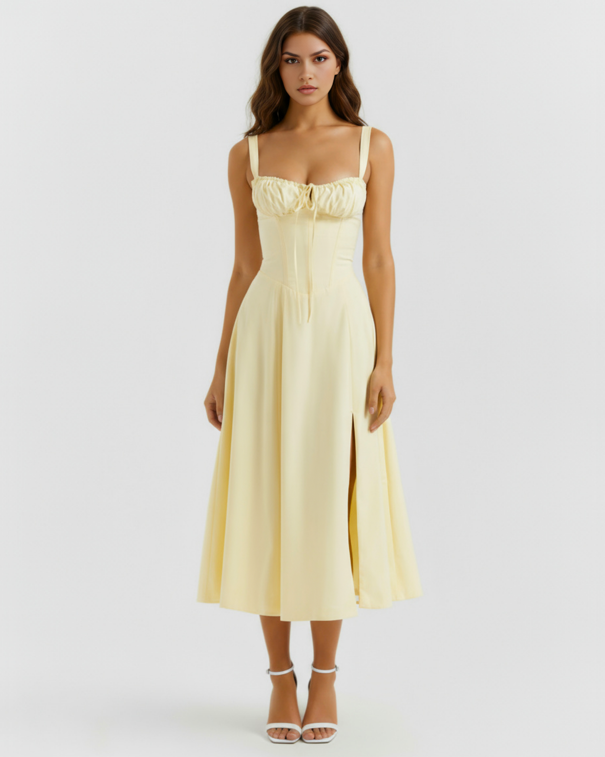 Ava Summer Dress | Stretch Cotton, Corseted Bodice, Lace-Up Back 0