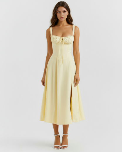 Ava Summer Dress | Stretch Cotton, Corseted Bodice, Lace-Up Back 0