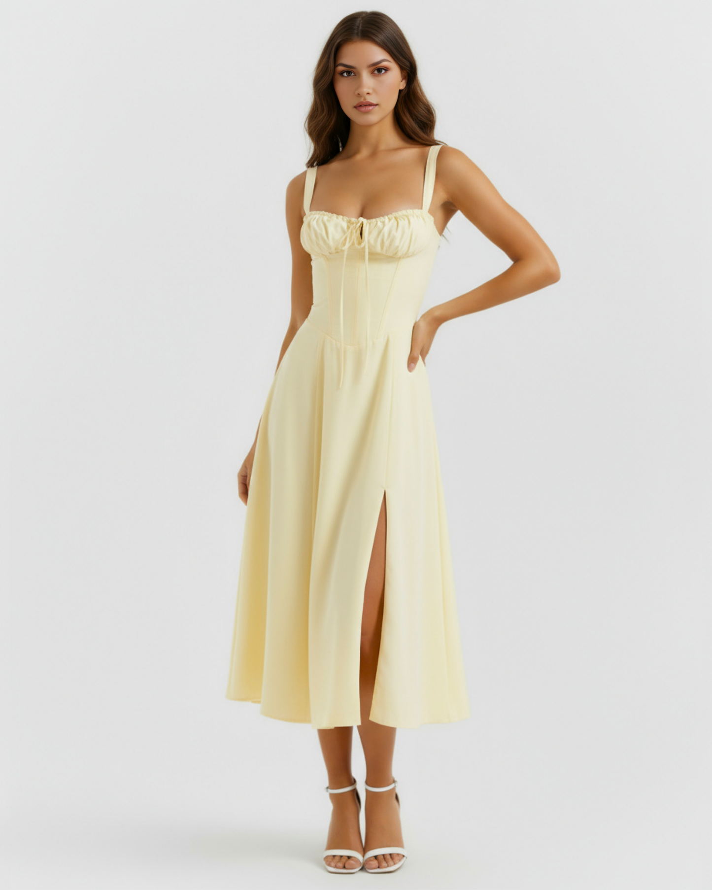 Ava Summer Dress | Stretch Cotton, Corseted Bodice, Lace-Up Back 1