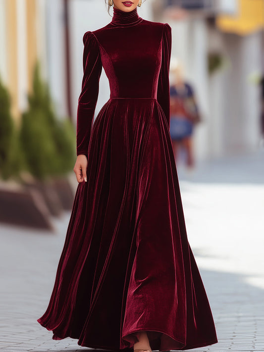 Bella Maxi Dress | Long Sleeve, Burgundy Velvet 0