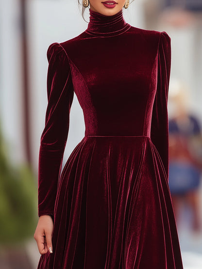 Bella Maxi Dress | Long Sleeve, Burgundy Velvet 1