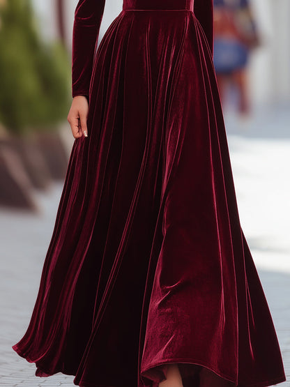 Bella Maxi Dress | Long Sleeve, Burgundy Velvet 2