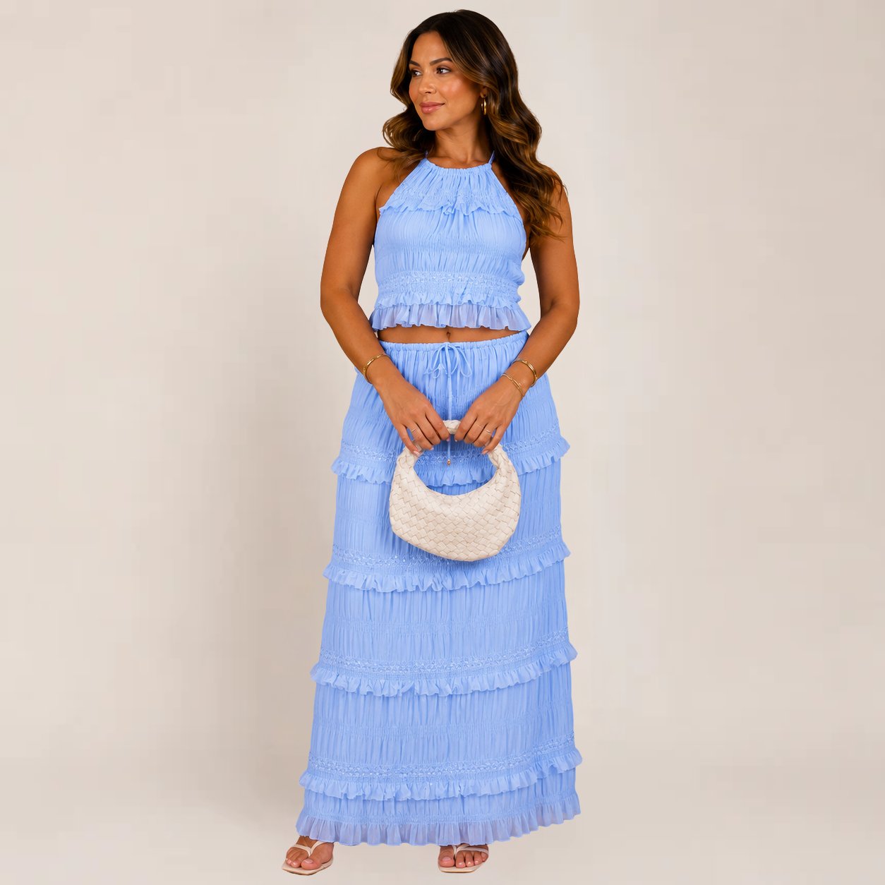 Ava Maxi Dress | Boho Halter Neck, Flowy Black Summer Dress for Weddings