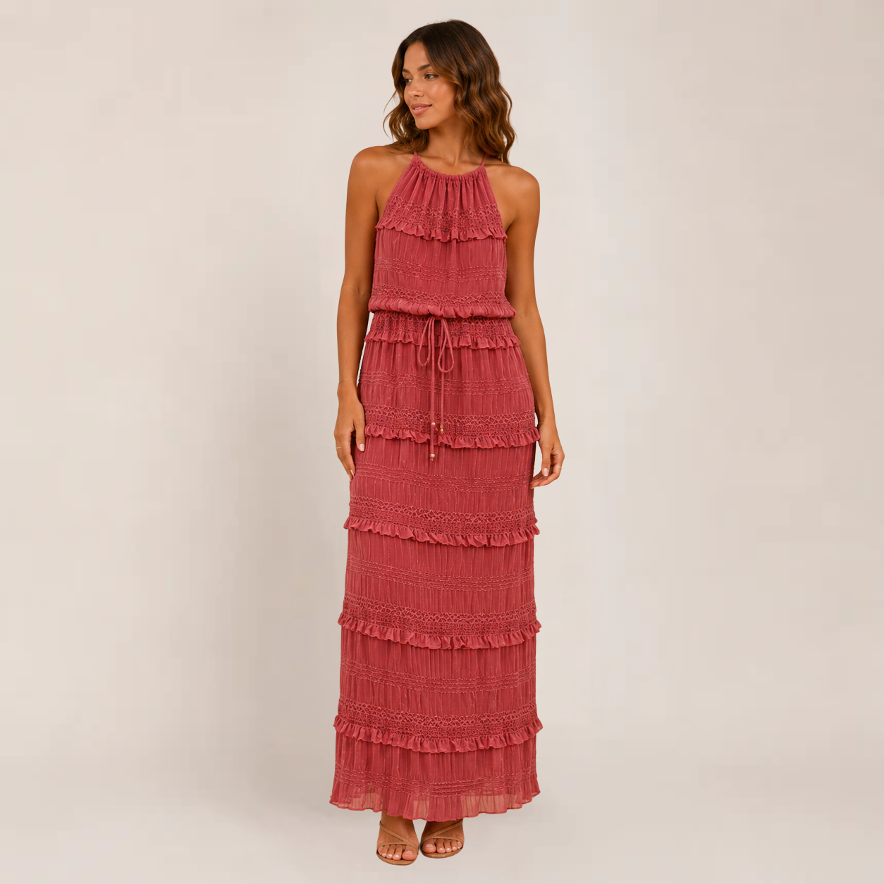 Ava Maxi Dress | Boho Halter Neck, Flowy Black Summer Dress for Weddings