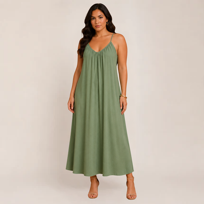 Brittany Maxi Dress | Flowy White Sleeveless Cami for Women