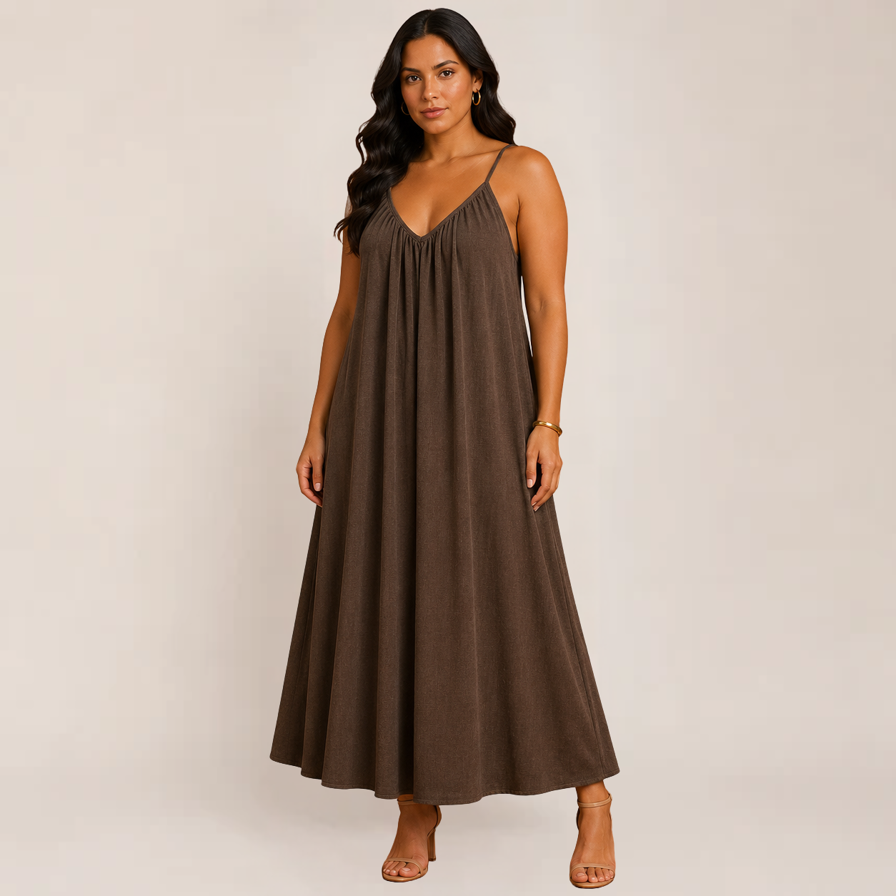 Brittany Maxi Dress | Flowy White Sleeveless Cami for Women
