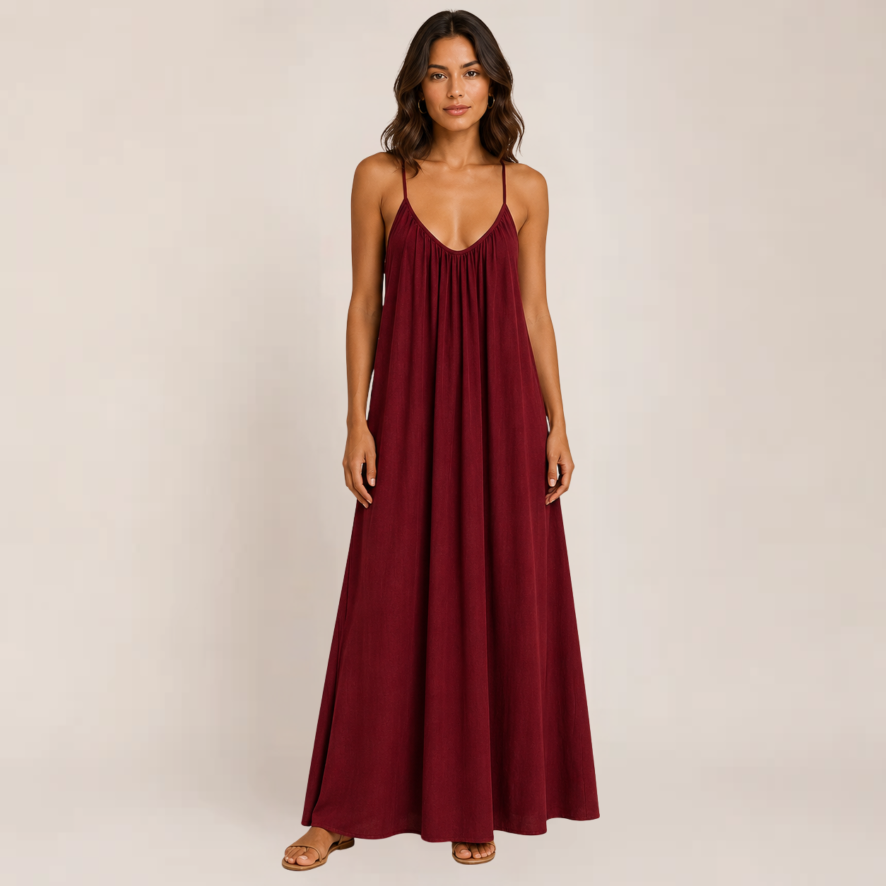 Brittany Maxi Dress | Flowy White Sleeveless Cami for Women