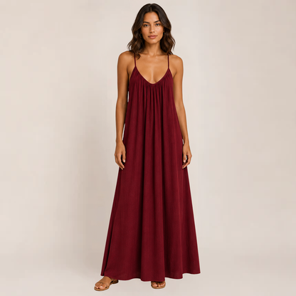 Brittany Maxi Dress | Flowy White Sleeveless Cami for Women