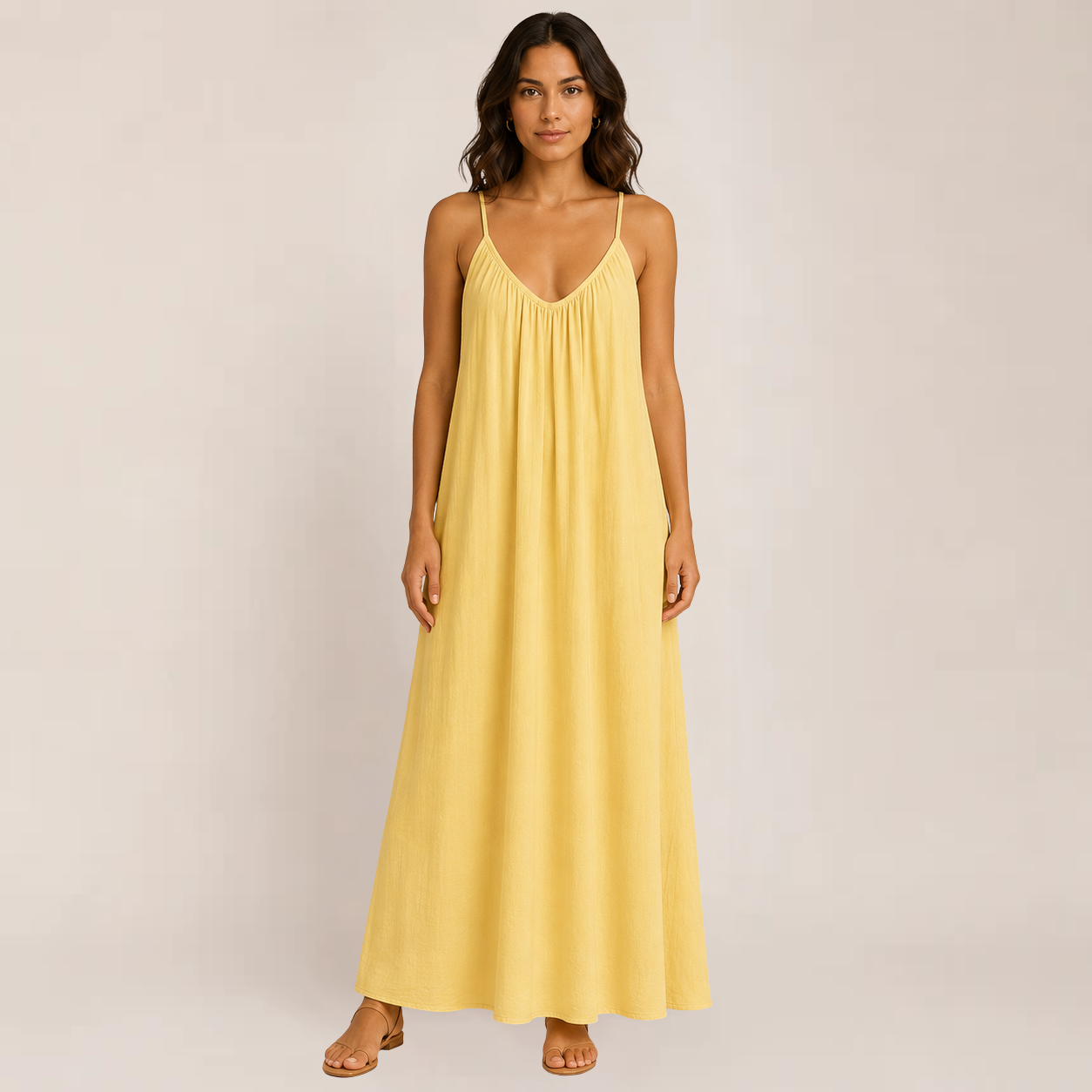 Brittany Maxi Dress | Flowy White Sleeveless Cami for Women