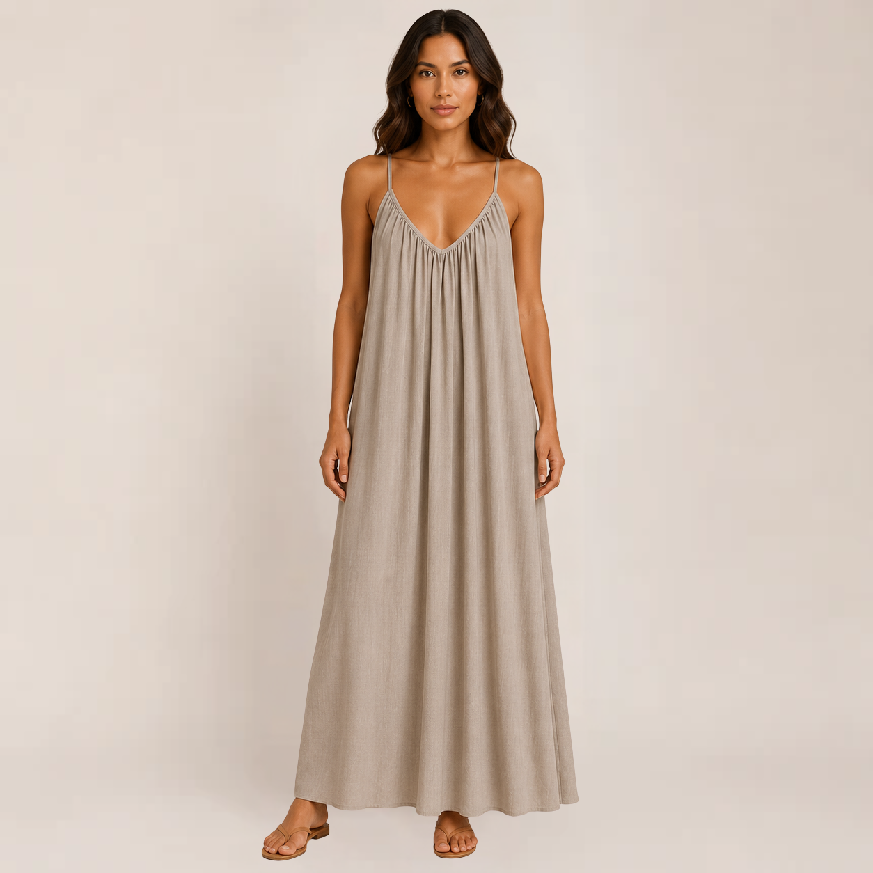 Brittany Maxi Dress | Flowy White Sleeveless Cami for Women