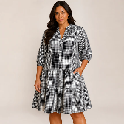 Garnet Mini Dress | Button Front, Ruffle Hem, Available in Black