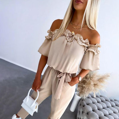Cami Jumpsuit | Off-Shoulder, Flirty Frill Design 0