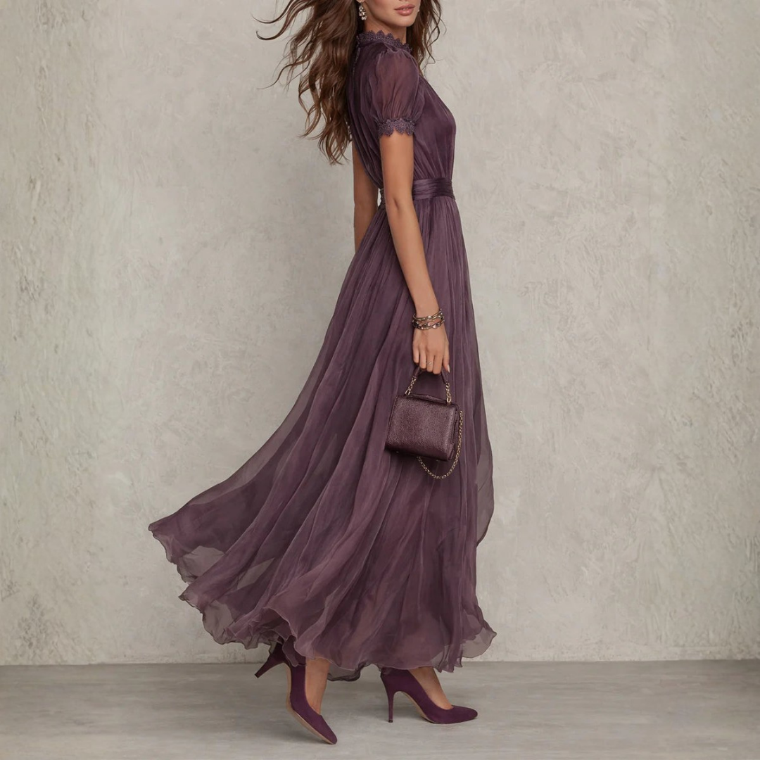 Celeste Maxi Dress | Elegant Lace Trim, Flowing Chiffon 2