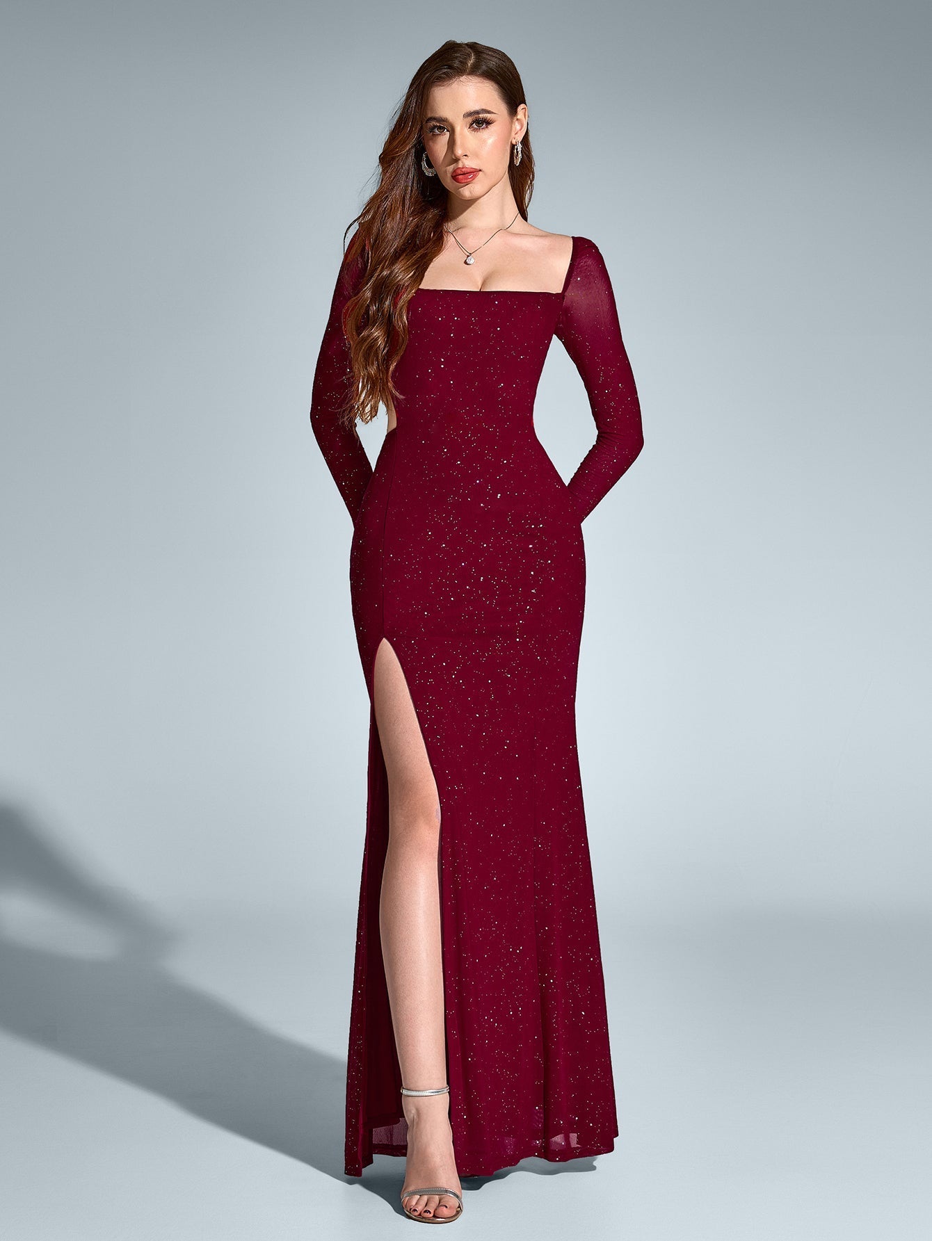 Celeste Maxi Dress | Long Sleeve, Backless, Sparkly Sequin 4