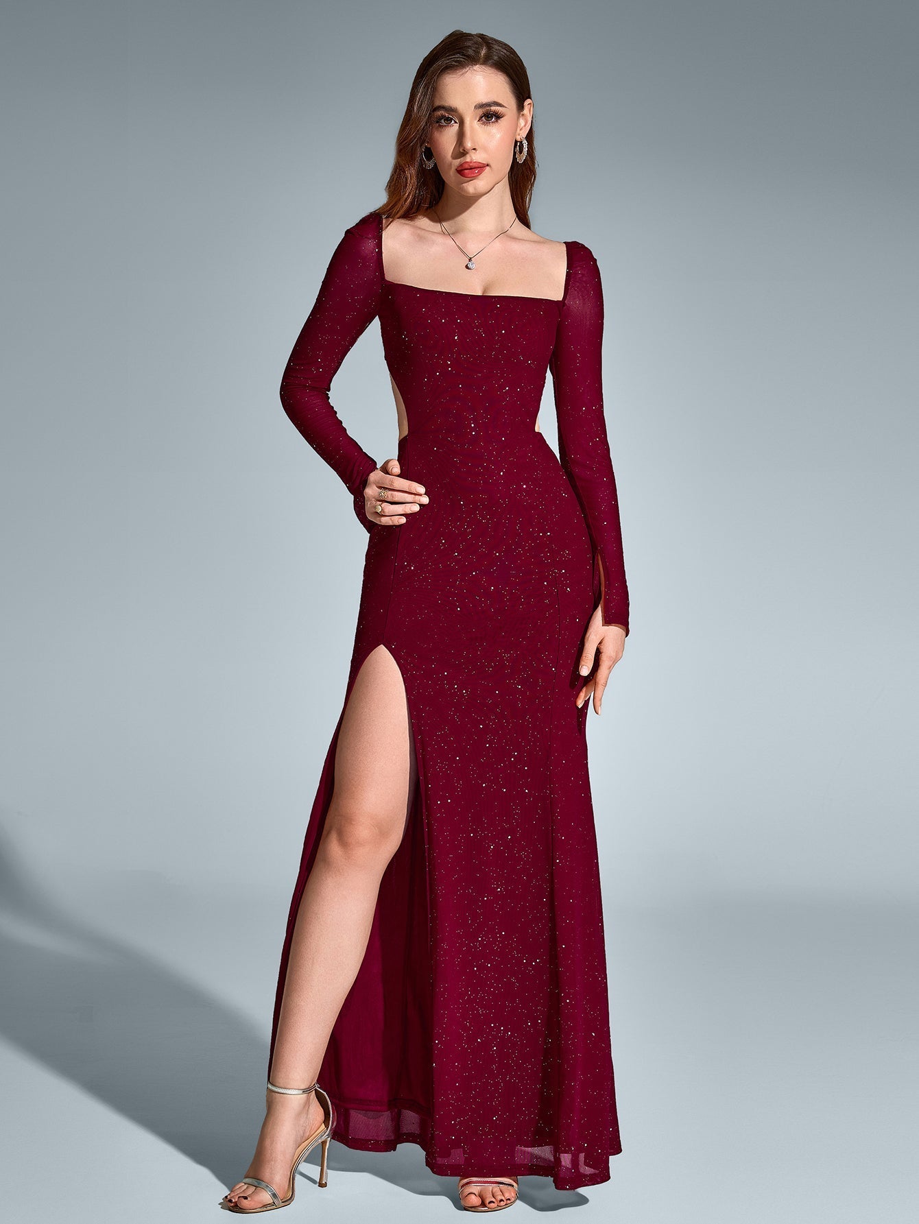 Celeste Maxi Dress | Long Sleeve, Backless, Sparkly Sequin 5