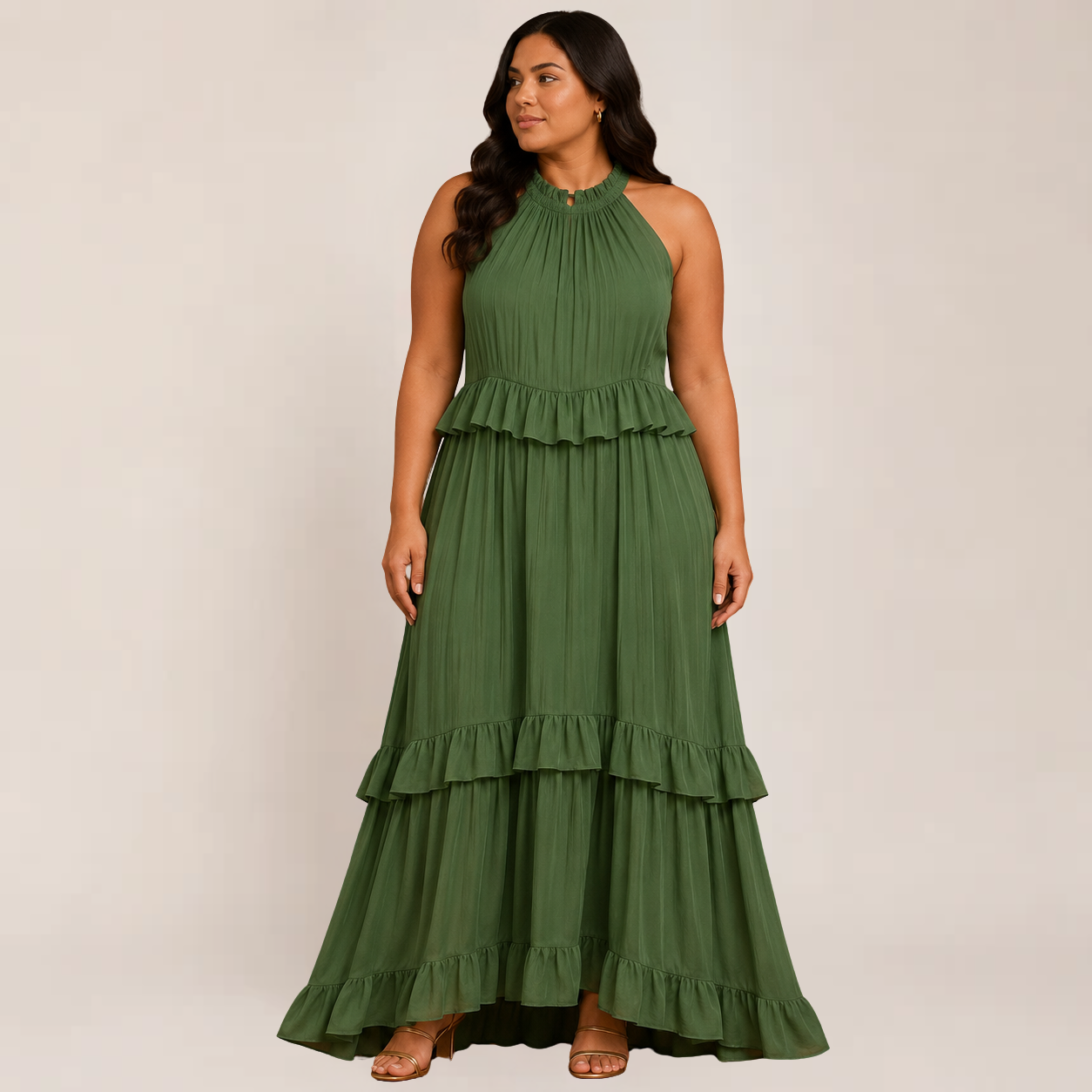 Chic Cherry Dress | Tiered Ruffle Maxi Summer Dress for Wedding Guests, Plus Size Available