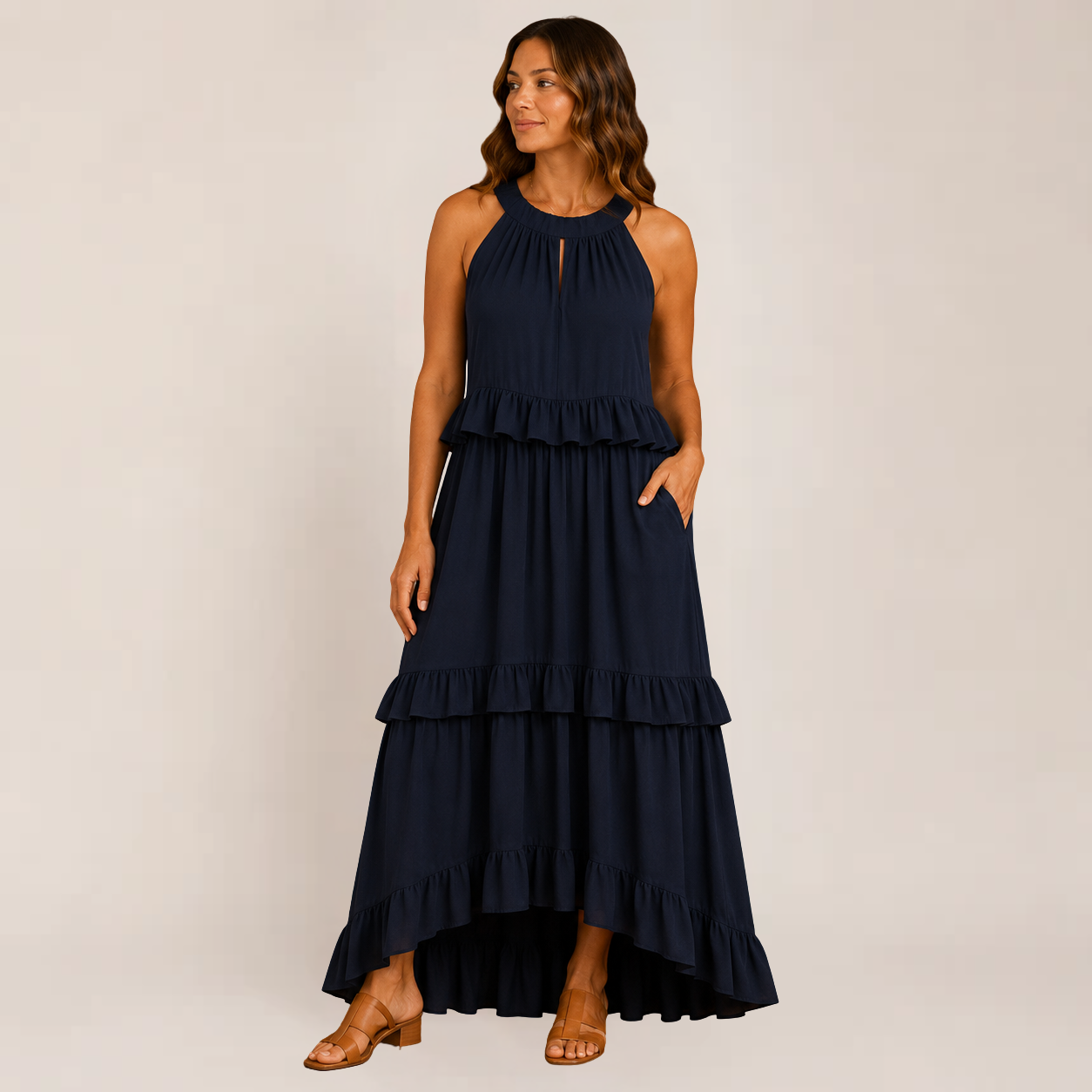 Chic Cherry Dress | Tiered Ruffle Maxi Summer Dress for Wedding Guests, Plus Size Available