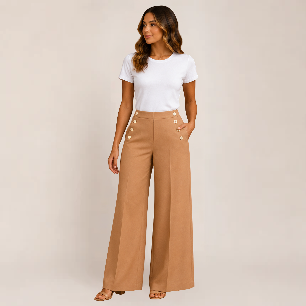Cleo Wide Leg Trousers | Stretchable Comfort Fit, Flattering Drape