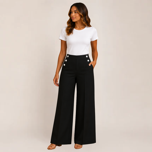 Cleo Wide Leg Trousers | Stretchable Comfort Fit, Flattering Drape