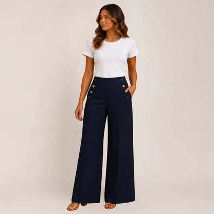 Cleo Wide Leg Trousers | Stretchable Comfort Fit, Flattering Drape