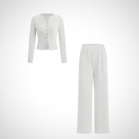 Cora Button Front Set | Long Sleeve Top and Pants 0
