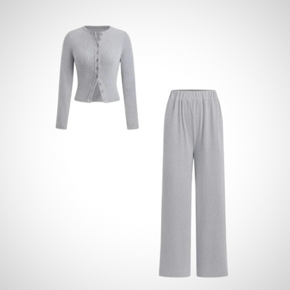 Cora Button Front Set | Long Sleeve Top and Pants 1