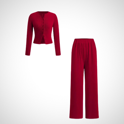 Cora Button Front Set | Long Sleeve Top and Pants 3