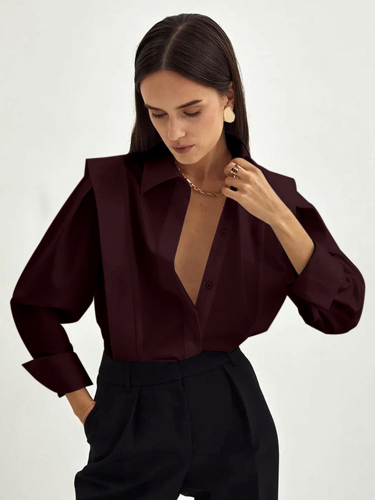 Cora Women's Blouse | Long Sleeve, Easy-Care Polyester, Straight Fit 8