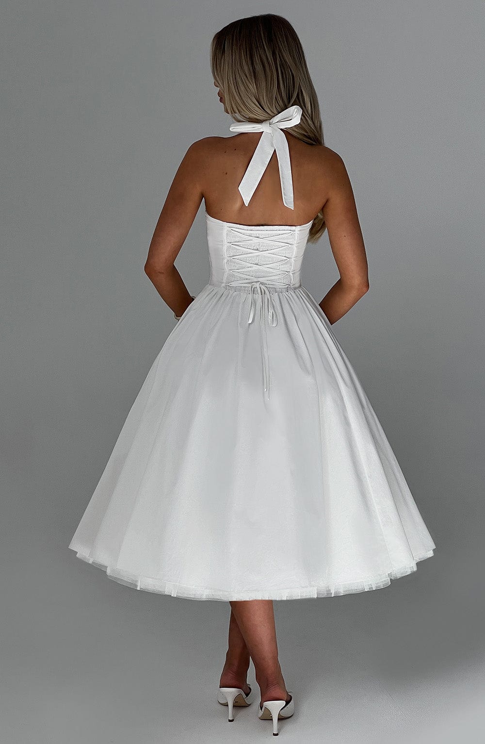 Cressida Midi Dress | Elegant Ivory, Tulle Detail, Perfect for Weddings and Events 1