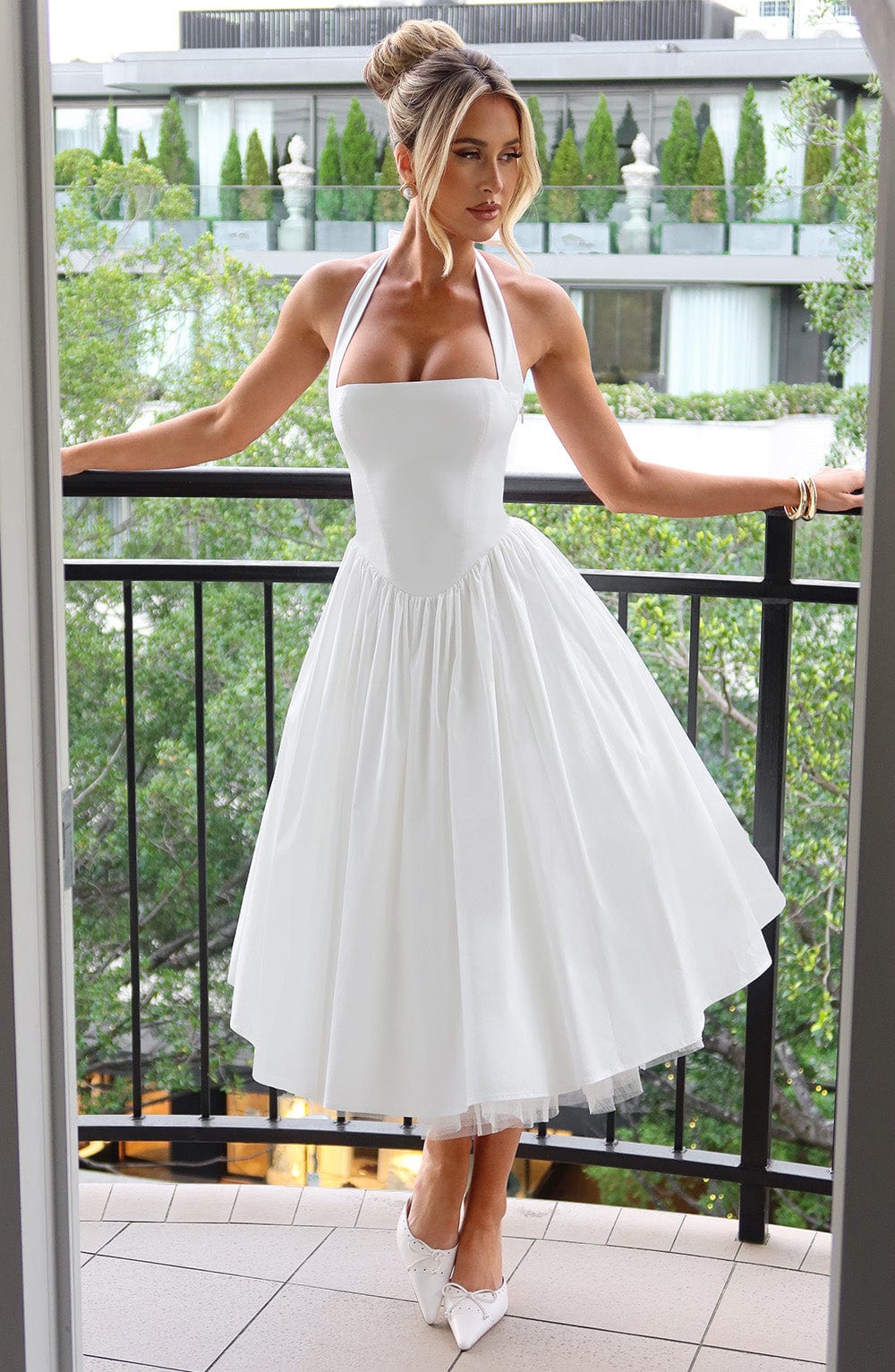 Cressida Midi Dress | Elegant Ivory, Tulle Detail, Perfect for Weddings and Events 2