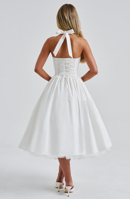 Cressida Midi Dress | Elegant Ivory, Tulle Detail, Perfect for Weddings and Events 5