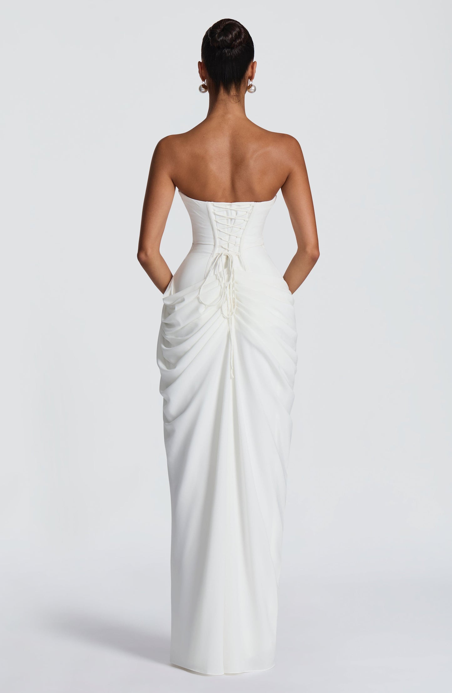 Cyla Maxi Dress | Ivory Chiffon, Strapless with Thigh-High Split 1