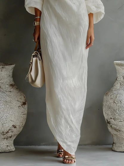Daisy One Shoulder Dress | Textured Linen, Asymmetrical Hem 3