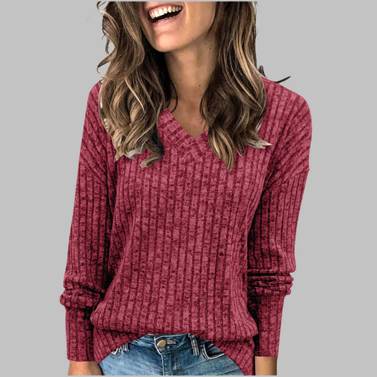 Dara Long Sleeve Top | V-Neck, Relaxed Fit 0