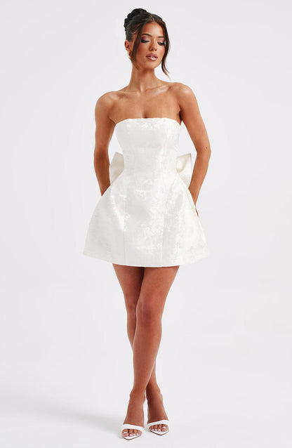 Elenora Women's Dress | Strapless Lace-Up Mini Dress with Structured Skirt 5