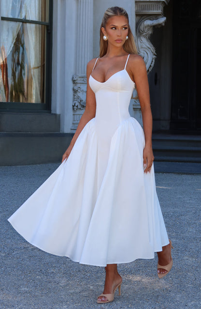 Elysia Midi Dress | Ivory, Sweetheart Neckline, Lace-Up Back 1