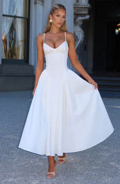 Elysia Midi Dress | Ivory, Sweetheart Neckline, Lace-Up Back 2