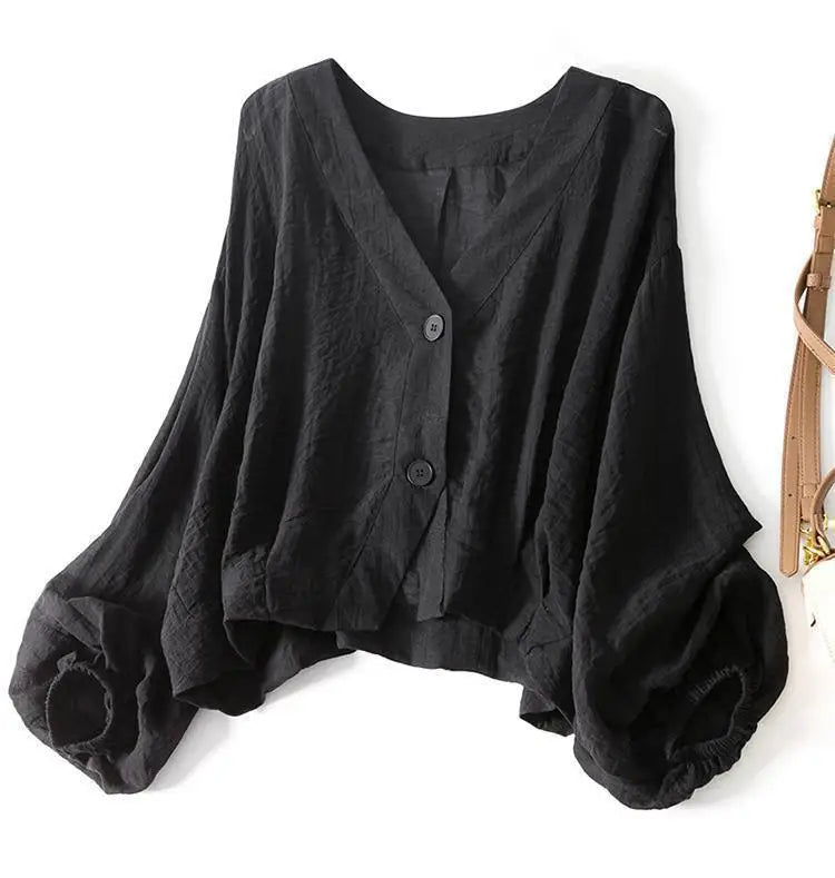 Elysia Summer Blouse | Cotton-Linen Blend, Batwing Sleeves 3