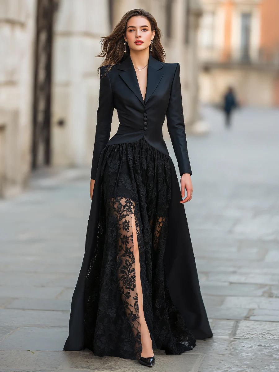 Elysian Women's Gown | Satin Lace, Three-Piece Formal Evening Dress 1