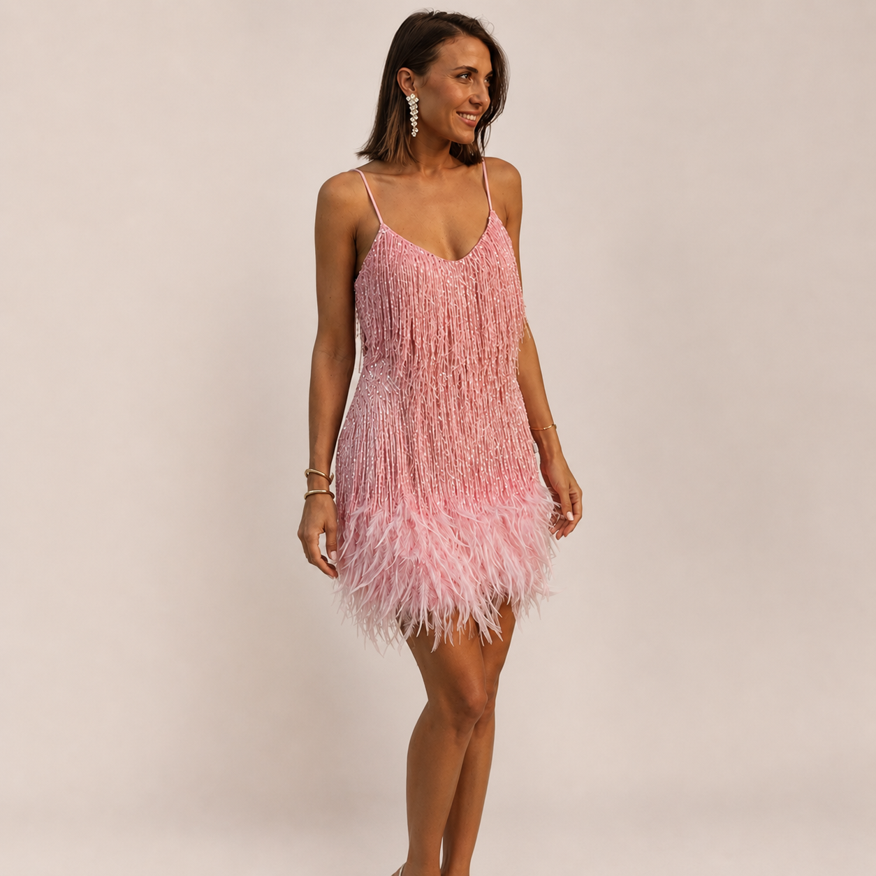 Felicity Mini Dress | Feather Accents, Flattering Fit