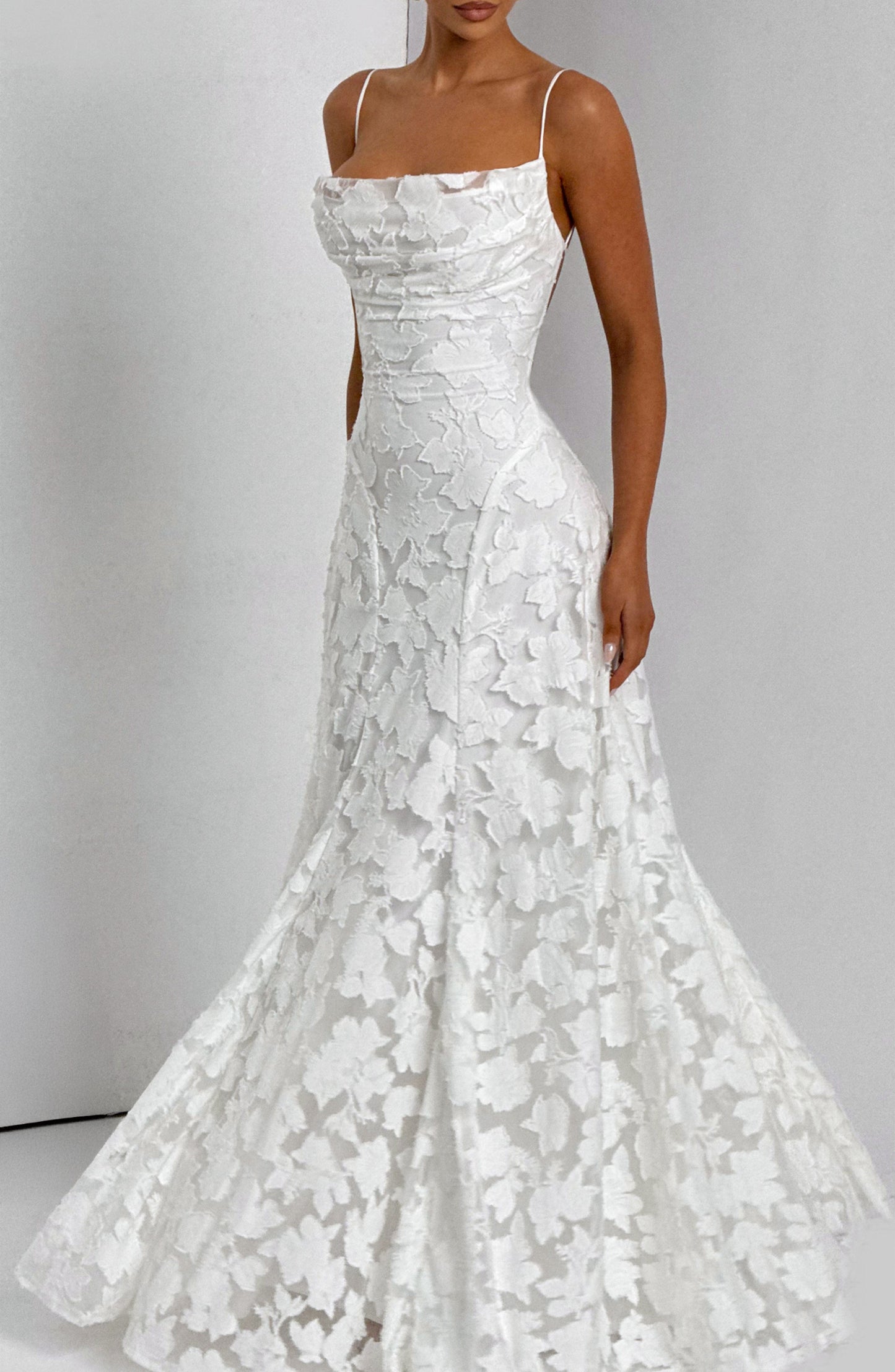 Felicity Maxi Dress | Floral Burnout, Elegant Cowl Neck 0