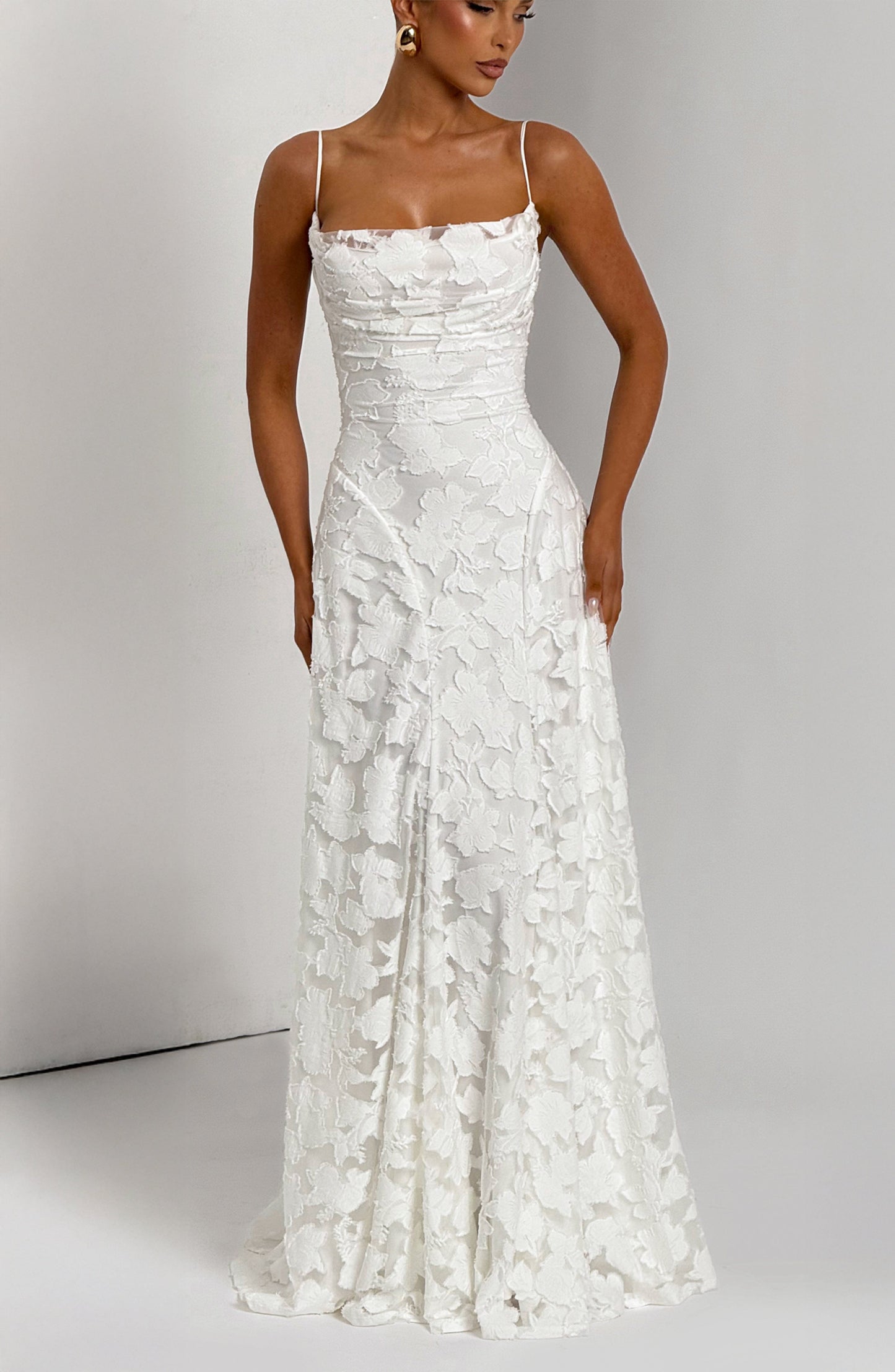 Felicity Maxi Dress | Floral Burnout, Elegant Cowl Neck 4