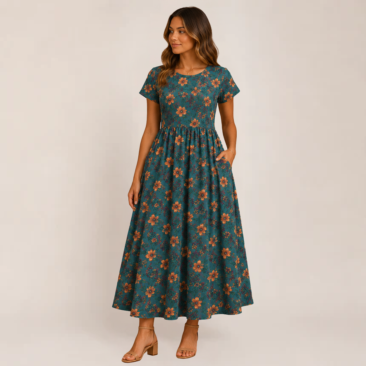 Fiora Midi Dress | Floral A-Line, Perfect for Summer Weddings