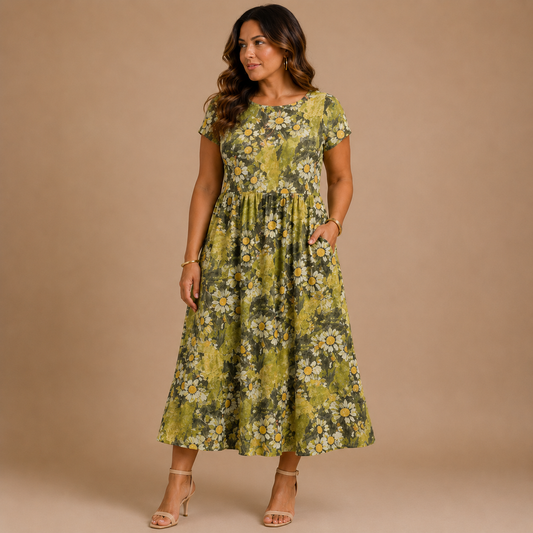 Fiora Midi Dress | Floral A-Line, Perfect for Summer Weddings
