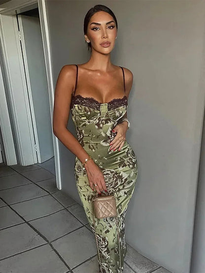 Fleur Midi Dress | Satin Floral, Corset Design for Wedding Guests 0