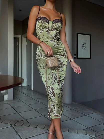 Fleur Midi Dress | Satin Floral, Corset Design for Wedding Guests 3