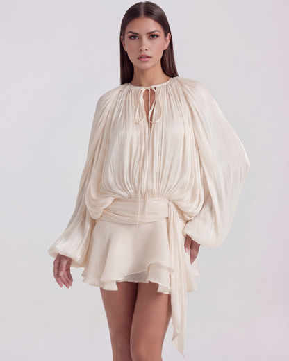 Gina Women's Dress | Pearl Tone, Structured Mini with Long Sleeves 0