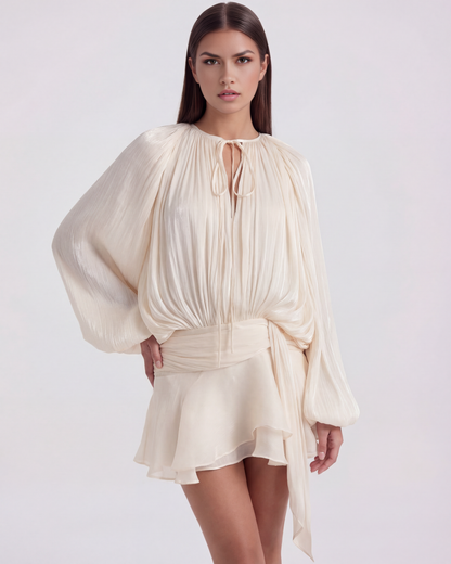 Gina Women's Dress | Pearl Tone, Structured Mini with Long Sleeves 4